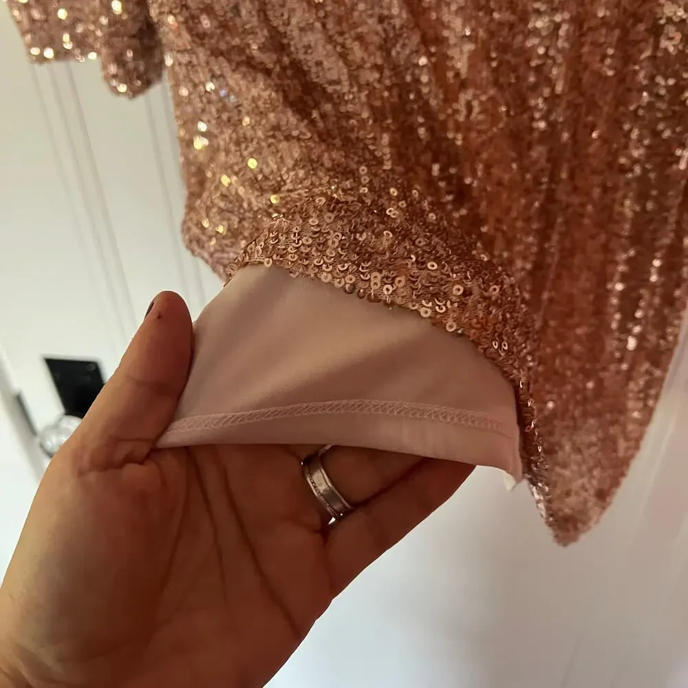 Cable & Gauge Rose Gold Sequin Short Sleeve Top - Picture 5 of 6